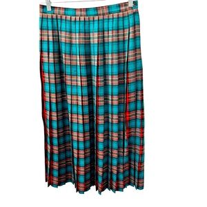 VTG Cambridge Spirit Tartan Plaid Pleated Midi Skirt Sz 14